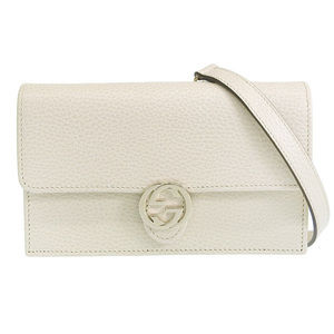 Gucci Outlet Leather Shoulder Bag White